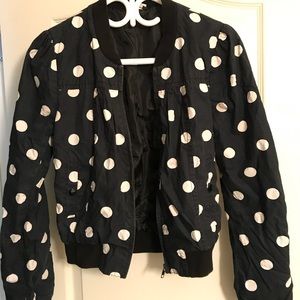 Black polkadoted bomber jacket